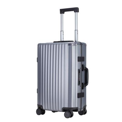 China Wholesale Carbon Texture Aluminum Travel Trolley Case Custom Carry-on Luggage Suitcase Set Full Magnesium Aluminum Alloy Carry On Suitcase for sale