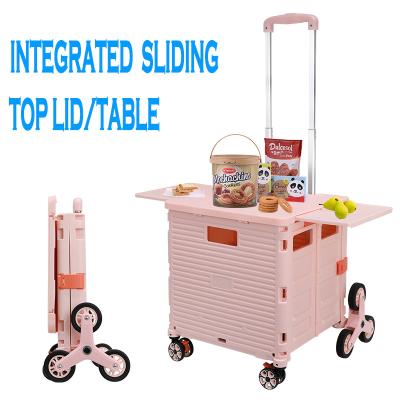 China Durable Grocery Supermarket Shopping Trolley Carts Shopping Cart For Warehouse Goods Moving Flat Hand Push Trolley Transport for sale