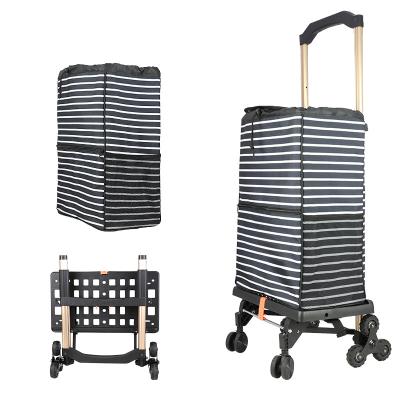 China Durable Factory Fashion Design Shopping Trolley Plastic Foldable Bag with 4 Wheels for Elderly for sale