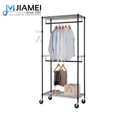 China JIAMEI Single Sided Amazon Chrome Plated Wire Cabinet Storage Organizer Rack Garment Wardrobe Wire Shelf for sale