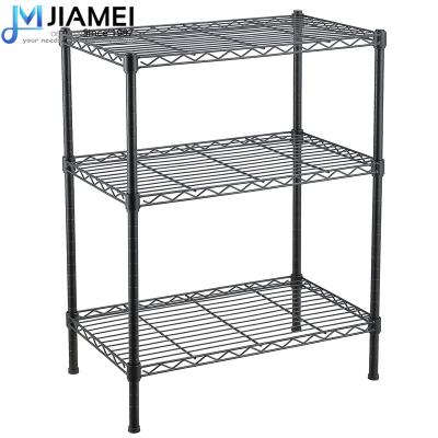 China JIAMEI NSF 3 Tier Black Wire Shelving Storage Organizer Viable Wire Rack for sale