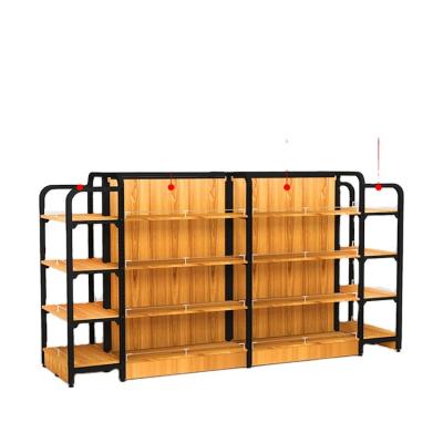 China Corrosion Protection JIAMEI 4 Layers Heavy Duty Supermarket Shelf Wood Grain Design for sale