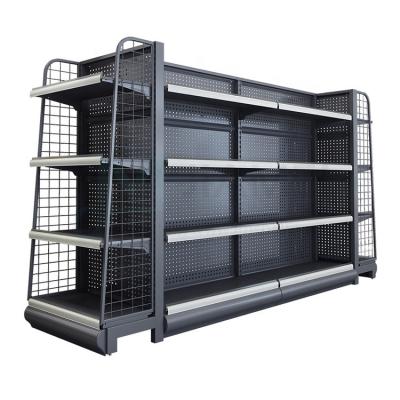 China JIAMEI 2020 Design Supermarket Gondola Metal Display Rack Hot Selling Supermarket Shelf Equipment Single Sided With Store Design for sale