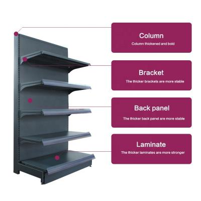 China JIAMEI Supermarket Double Sided Gondola Shelving, Market Used Steel Shelves, Supermarket Rack Display for sale