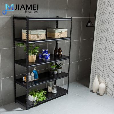 China JIAMEI 5-Tier Modern Black Angled Steel Rack Shelving Boltless Steel Rack for sale