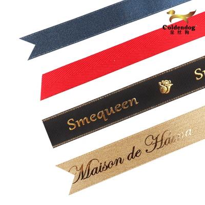 China Recyled Professional Custom Heat Machine Straight And Diagonal Cut Grosgrain Ribbon With Logo V Shape Pre Cut Satin Ribbons for sale