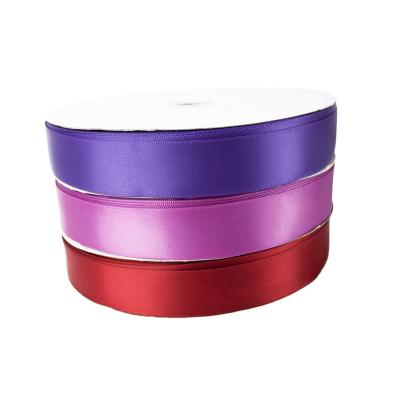 China Solid color wholesale woven polyester satin ribbon for flower wrapping for sale