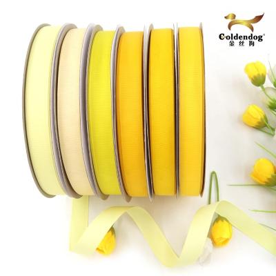 China High Quality Recyled Mafolen Factory Stock 100yards Roll 19mm Yellow Colors Grosgrain Ribbon Wholesale for sale