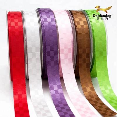 China Eco-friendly 100% Polyester Dobby Lattice Single Faced Decorative Satin Ribbon Easter for sale