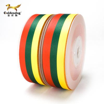 China China Factory OEM Eco-friendly Stripe Polyester Double Face Satin Ribbon Printed for sale