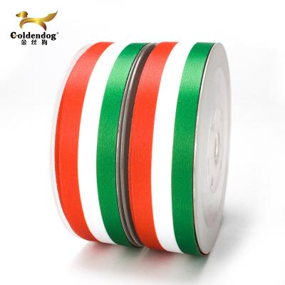 China Eco-friendly China imported 25mm double face stripe satin award flag ribbon 100% polyester for sale