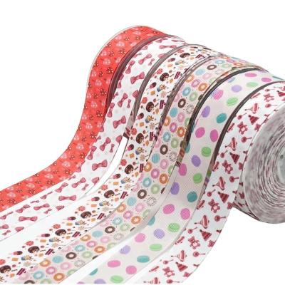 China Custom 25mm Printed Ribbon Decorative Cake Grosgrain Ribbon Cardboard Grosgrain Ribbon For Mom Gifts Decoration for sale