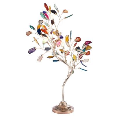 China Wholesale Modern Agate Modern Luxury Colorful Design Flower Decorative Metal Table Lamp for sale