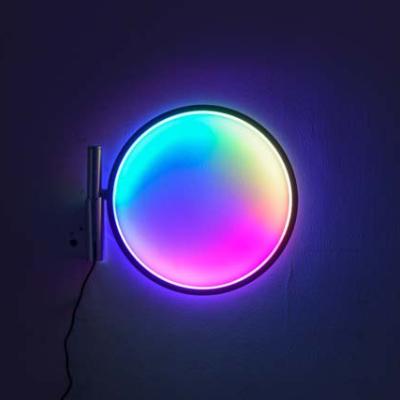 China Fancy Modern Minimalist Nordic Indoor Wall Decor Bedroom Wall Lamp Ring RGB MTF Indoor Led Lights For Home Decoration for sale