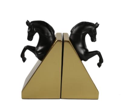 China Modern Adjustable Custom Horsehead Household Metal Hotel Crafts Decorative Shelf Bookends for sale