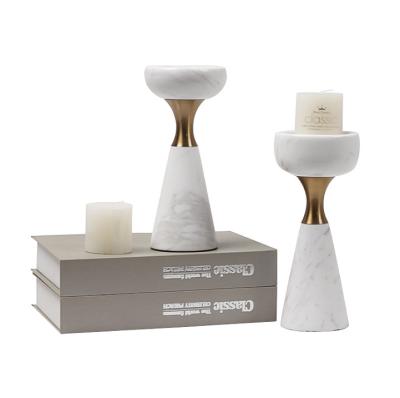 China wholesale nodic wedding marble candle holders home decoration decorations candlestick metal for sale