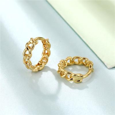 China New Cute Designs Women Fashion Real 14k Gold Square Pave Inlaid Rope Circle Top Twisted Earring For Women for sale