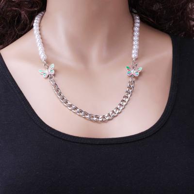 China CLASSIC Fashion Hip Hop Butterfly Necklace For Women Men's Pearl Necklace Necklace for sale