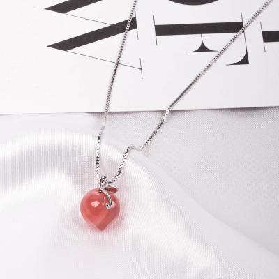 China Charm Necklace S925 CLASSIC Silver Peach Opal Chain Necklace For Party Ornament Gifts for sale