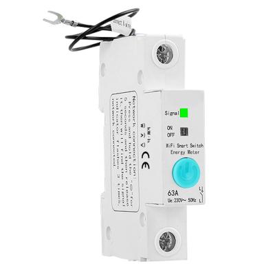 China Tuya Ewelink App with Metering WIFI Smart Circuit Breaker 1P 63A DIN Rail for Smart Home Wireless Remote Control Switch for sale