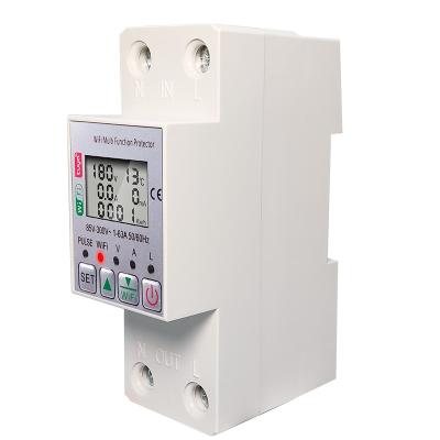 China TUYA 63A 110V 220VWiFi Smart Electric Power KWH Meter With Over Under Voltage Protector Relay Device Switch Breaker STB3 for sale