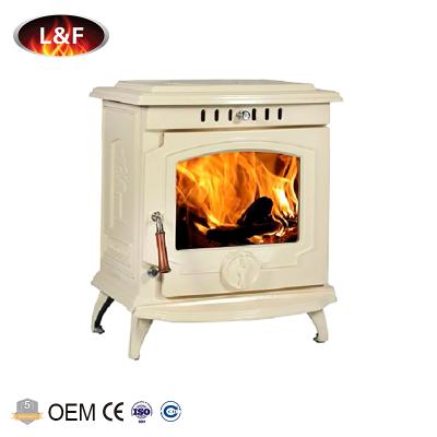 China Indoor Freestanding Wood Burning Cast Iron Stove Enameled Fireplace for sale