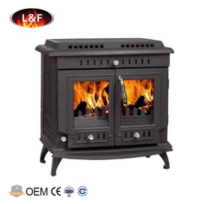 China Europe Cast Iron Rear Flue Boiler Stove Night Burning Wooden Double Doors for sale