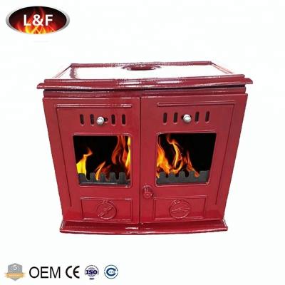 China Home Heaters Super Large Red Enamel Coated Boiler Element Russian Wood Stove for sale