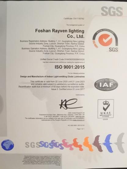 ISO9001 - Foshan Rayven Lighting Co., Ltd.