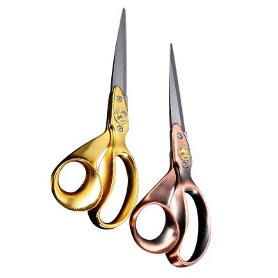 China Professional 9 Inch Embroidery Gold Working Scissors Large Bent Handle Stainless Steel Cloth Scissors for sale