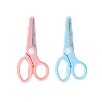 China Fabric /Sewing Scissors Wholesale Creative DIY Paper Cutting Scissors Kindergarten Children Primary School DIY Paper Cutting Art Elastic Round Head Scissors for sale