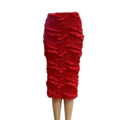 China New Designer Coming Soft Colored Elasticity Excellent Elasticity OEM Service Women Luxury Midi Skirt Long for sale