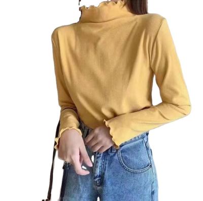 China Anti-wrinkle women's knitwear New 2023 spring half curling high neck cute playful slim long sleeve tops for sale