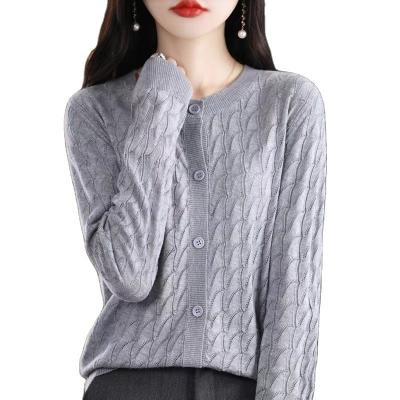 China Wholesale Factory Direct Classic Women's Sweater Anti-wrinkle Hollow Out Crochet Flower Knitted Cardigan for sale