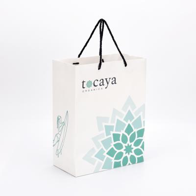 China Wenzhou Recyclable White Wide Cardboard Gift Paper Bag Custom OEM With Handle Jewelry Shopping for sale