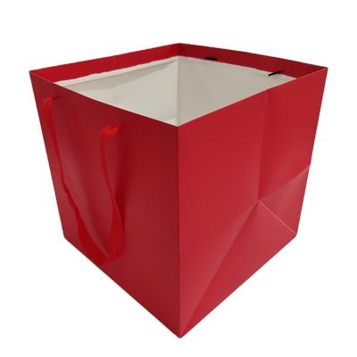 China Large Large Recyclable Red Cardboard Food Bag Flat Paper Envelope Bottom Stand Up Custom Logo With Ribbon for sale