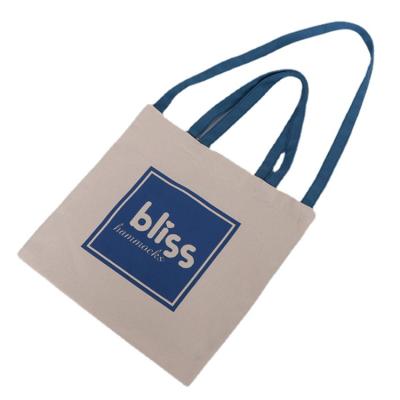 China Good Quality Recyclable One-Shoulder Portable Cotton Bag Dual Use Blue Printed Daily Tote Bag for sale