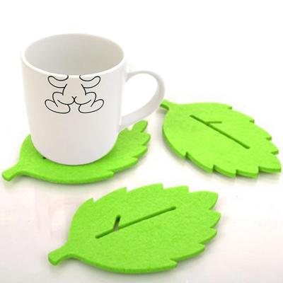 China Viable Fashion Tea Cup Coaster Leaf Shaped Heat Insulation Felt Mat Table Decor 3 Orders for sale