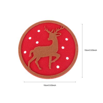 China Sustainable Christmas Themed Coasters Around Felt Non-Slip Cup Mats Drink Placemat (Moose) Insulation Fabric for sale