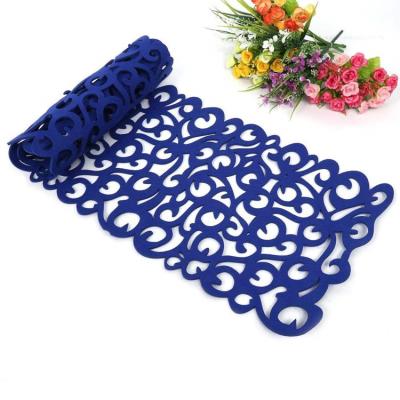 China Waterproof laser cut table runner hollow art tablecloth felt place mat restaurant table decoration for party for sale