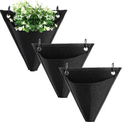 China Plant Growth Black Wall Hanging Planting Bags Triangle Flower Pot Grow Pot Vertical Garden Bag Garden Planter Plant Decor Home Accessories for sale