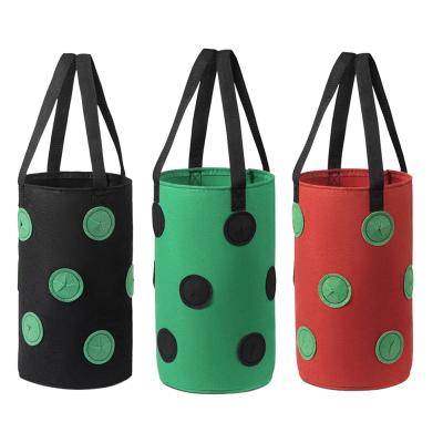 China Outdoor Vegetable Hanging Planter Mouth Multi Plant Growth Bonsai Cultivate Hanging Plant Grow Planting Bag Garden Strawberry Vertical Felt Bag for sale