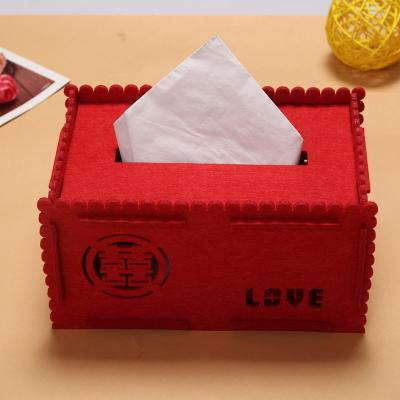 China CLASSIC Felt Tissue Box Napkin Cover Holder Bag For Weddings Birthdays New Year Christmas for sale