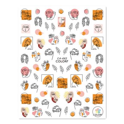 China Newest CA66 3d Character Design Self Adhesive Abstract Nail Art Sticker Decal Slider DIY Decoration Manicure Tools for sale