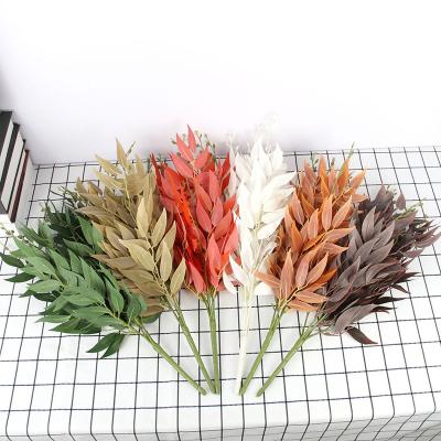 China Single Artificial Willow Bunch Green Leaves Hanging Artificial Plant Pick 5 Artificial Silk Branches Willow Wicker Bunch For Wedding Centerpieces for sale