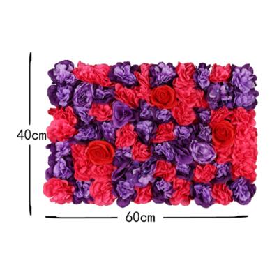 China Wedding Decoration Mat Artificial Rose Flower Wall Floral Panel Backdrop For Wedding Decorations 40*60cm Luxury Handcrafted Silk Wholesale for sale