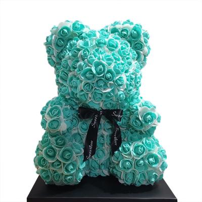 China Wedding Wholesale Artificial Flower Rose Teddy Bear Of Celebration Foam 25cm 40cm In Box For Valentines Day Gifts for sale