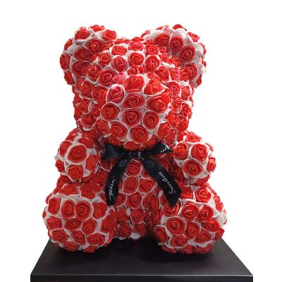 China Wedding Celebration Artificial Flower PE Foam Flower Rose Teddy Bear For Christmas Valentine's Day Gift With Gift Box for sale