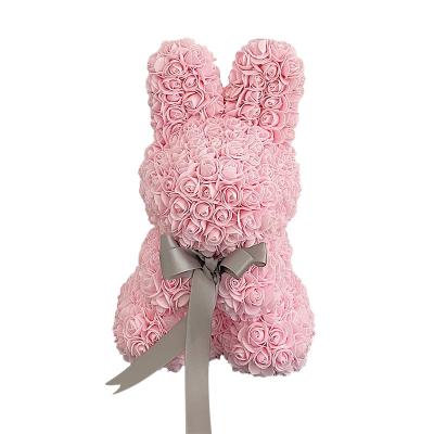 China Wedding Celebration PE Foam Plant Girlfriend Birthday Gift Easter Colorful Pink Bunny Rabbit Artificial Flowers For Valentine's Day for sale