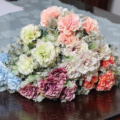 China Silk Decorative Multi Color Touch Real Silk +plastic Carnation Artificial Flower Pot For Mother's Day for sale